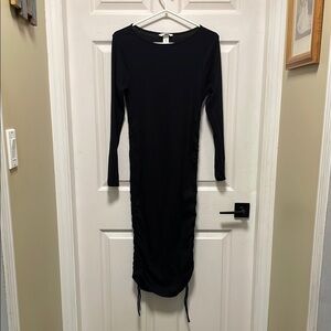H&M | Mama |Maternity | Black |Ruched Ribbed|Drawstrings |Bodycon |Dress |Size M